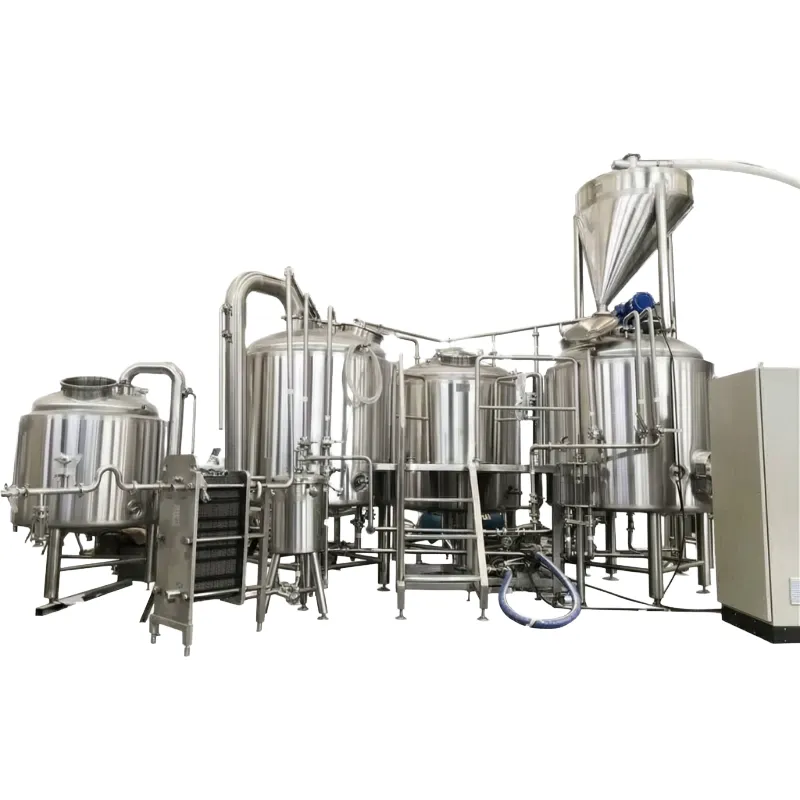 Commercial brewing equipment for large-scale beer production