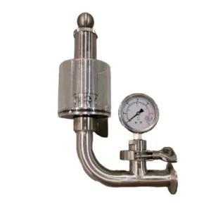 Stainless steel adjustable spunding valve with pressure gauge for fermenters and brite tanks