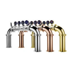 Premium draft beer tower with stainless steel chrome finish