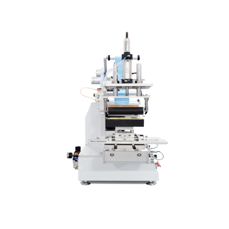 Semi automatic stainless steel front and back rolling labeling machine with PLC for round bottles